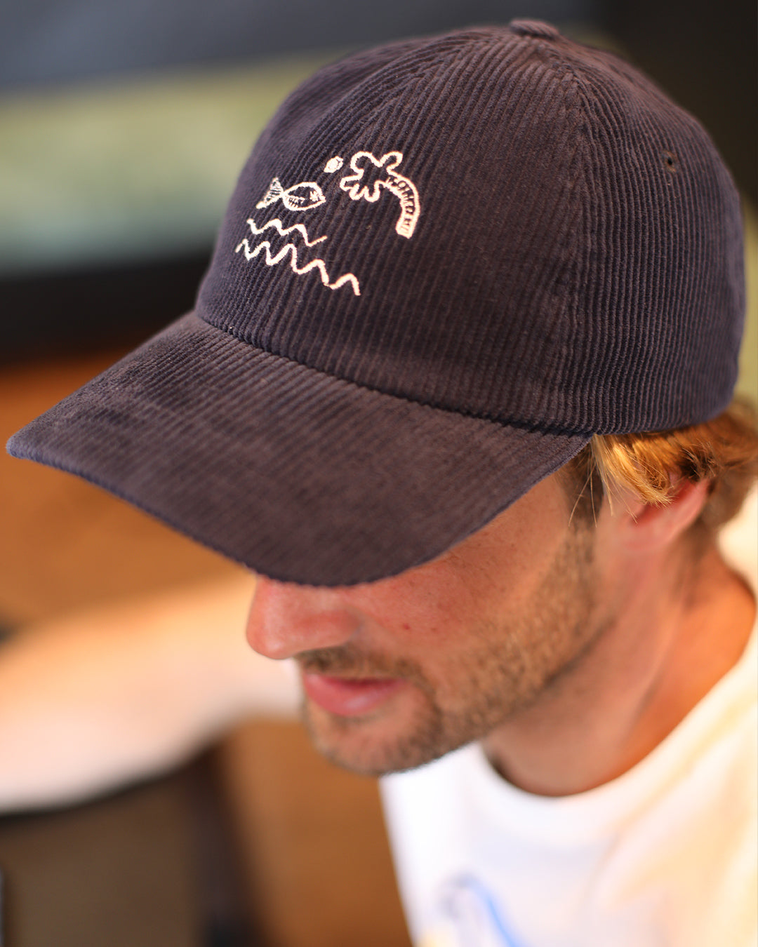 6 panel velours Sea Life | deep blue