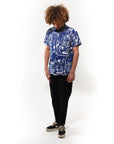 Vegetable silk blouse Paint Wall | Blue