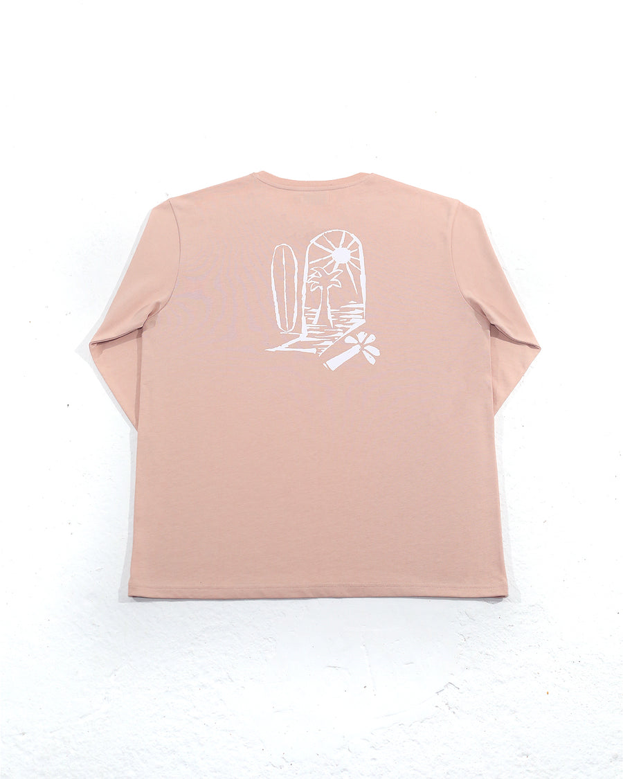 Organic cotton long sleeve T-shirt | Golden Door | Pink