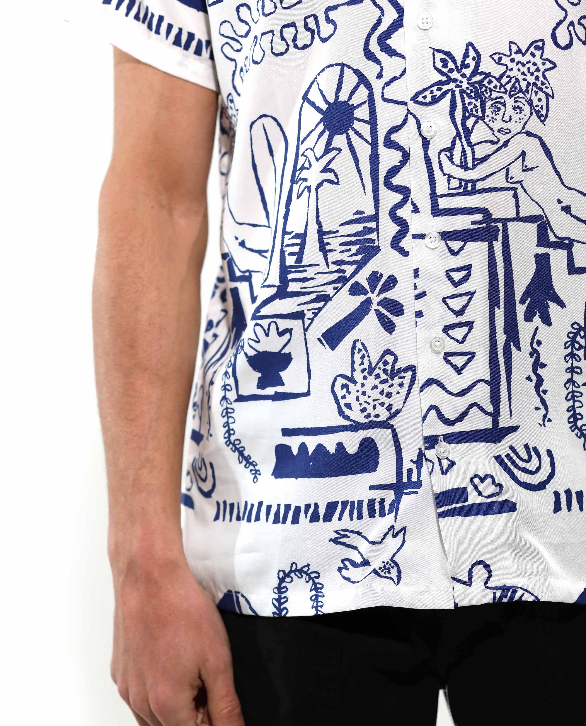Paint Wall Plant Silk Blouse | White