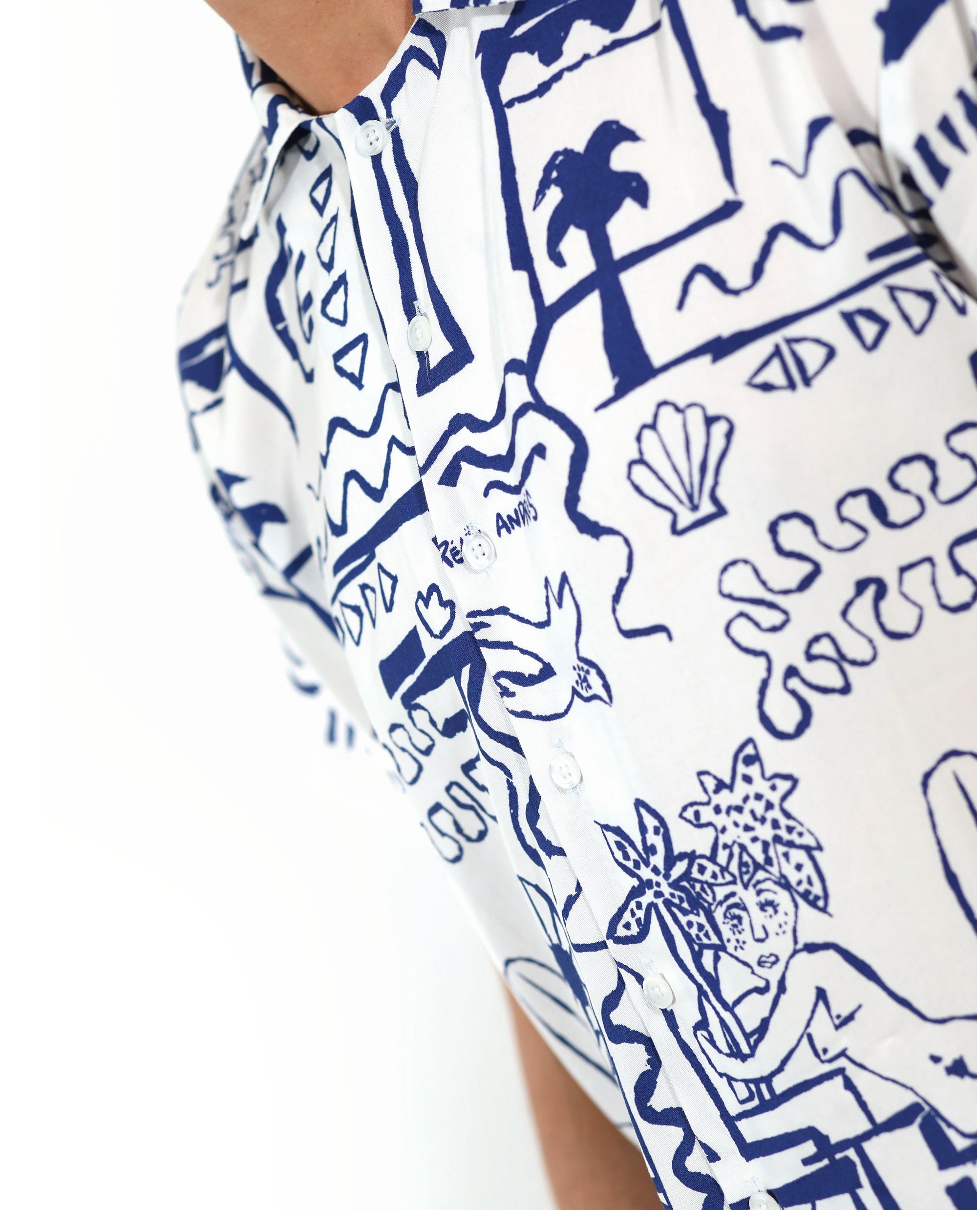 Paint Wall Plant Silk Blouse | White