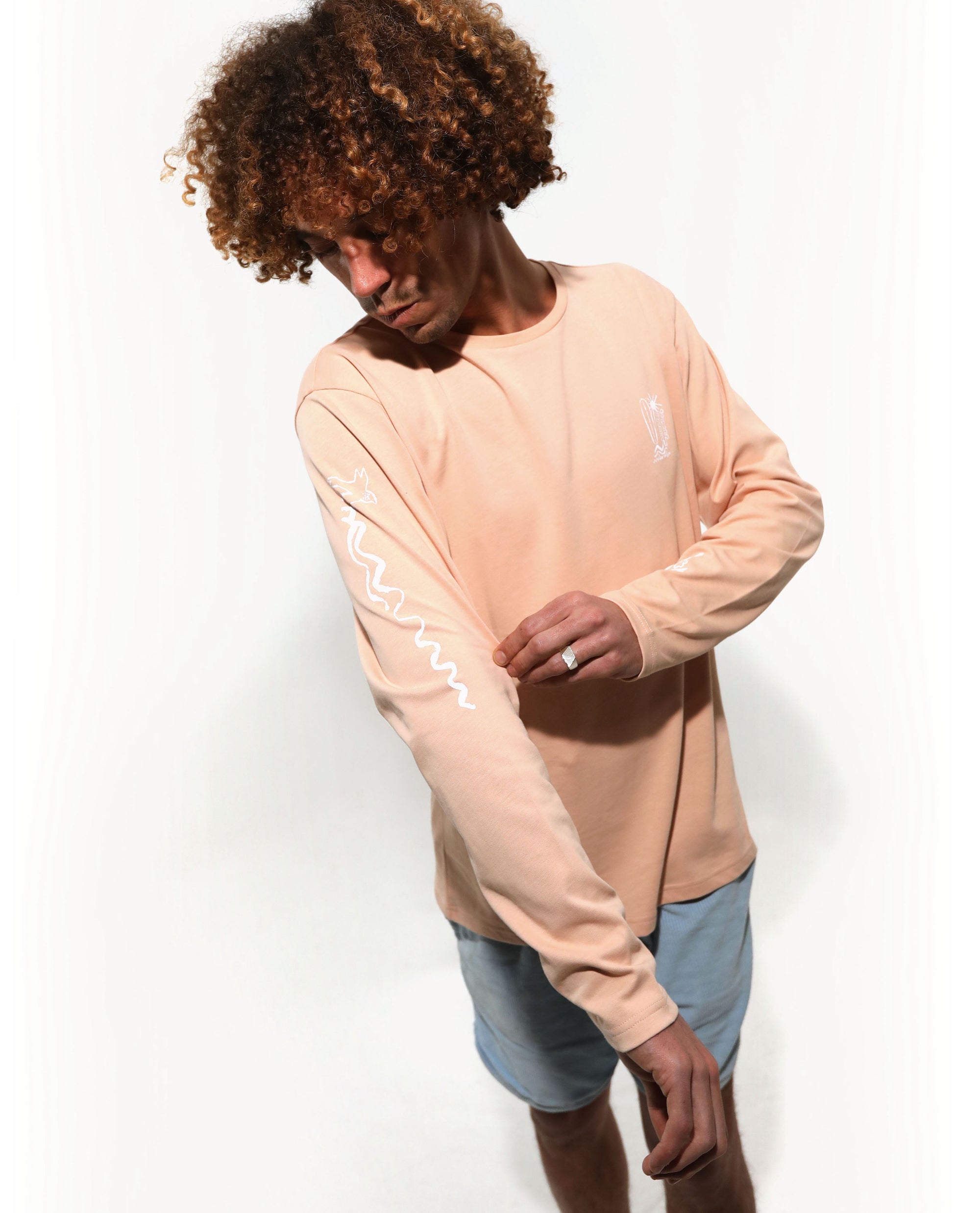 Organic cotton long sleeve T-shirt | Golden Door | Pink