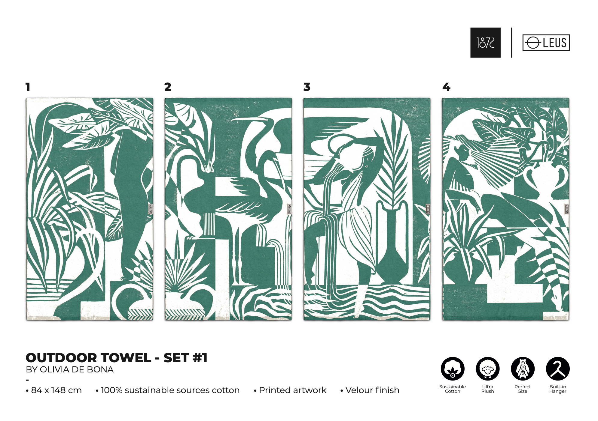 Pack x4 1872 towels - Olivia De Bona