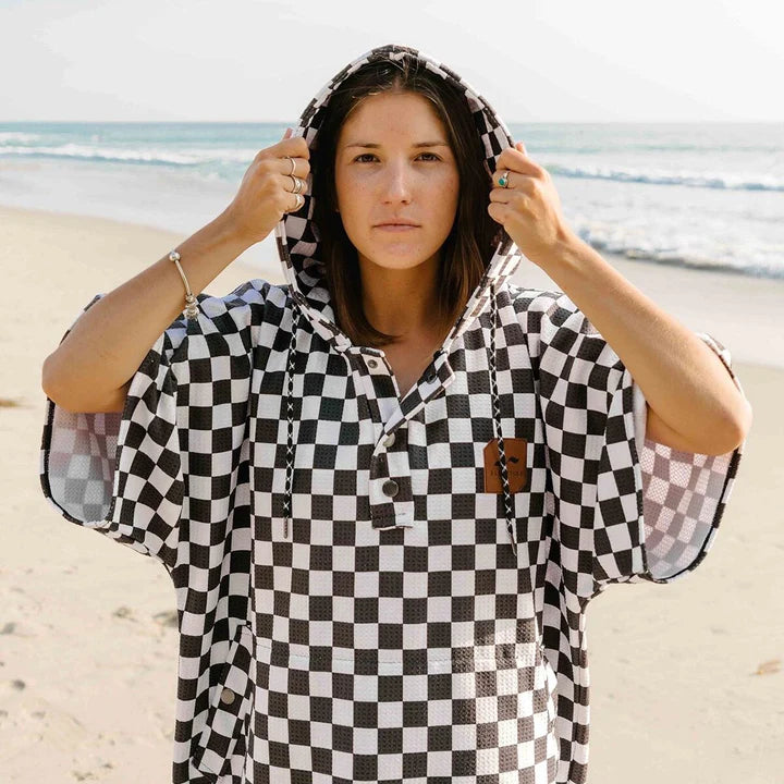 Poncho Surf unisexe léger quick dry Checkers